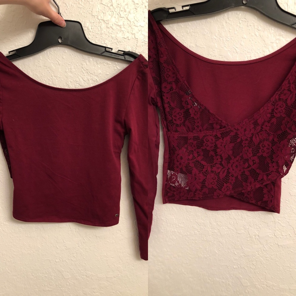 AE maroon ballerina top lace back never worn